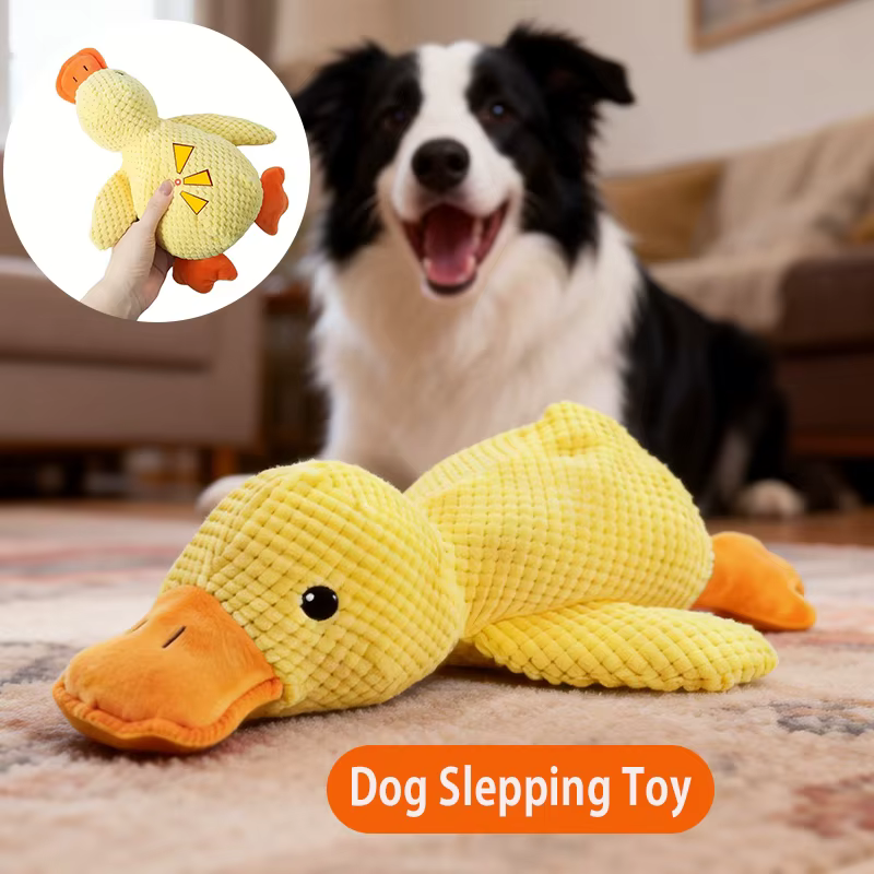 Jouet en peluche pour chien, canard endormi avec son, peluche interactive pour animaux de compagnie, résistant aux morsures, pour la mastication, pour chiot et chat, soulage l'ennui, produit pour anim