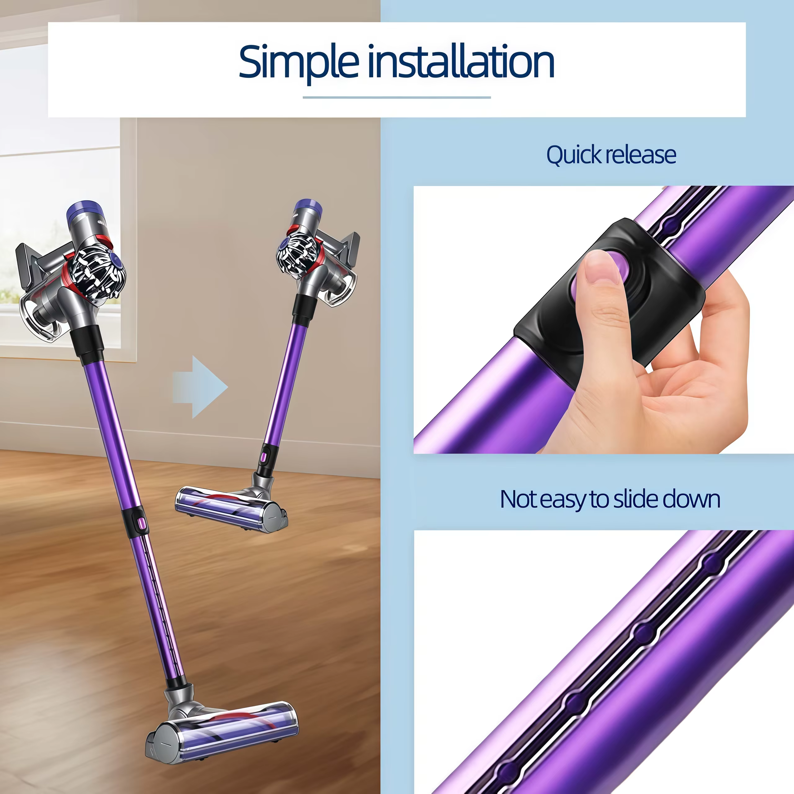 Tube télescopique conducteur en métal à dégagement rapide pour aspirateur sans fil Dyson V7 V8 V10 V11 V15, accessoires