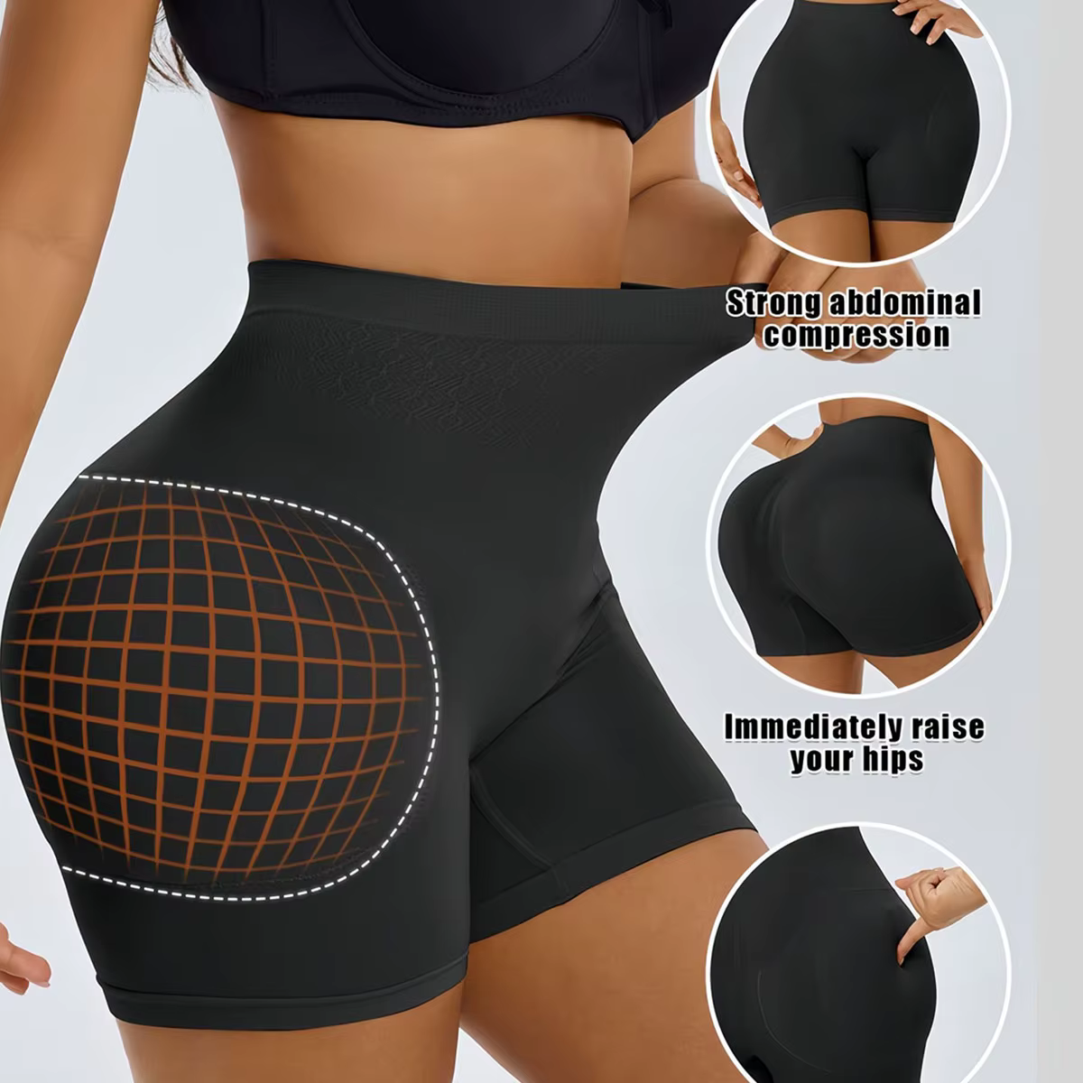 Flarixa Culotte gainante rehausse-fesses pour femme avec coussinets amovibles