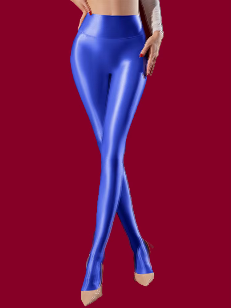 Collants Satinés Brillants Sans Coutures pour Femme – Effet Push-Up et Amincissant, Taille Haute Élastique