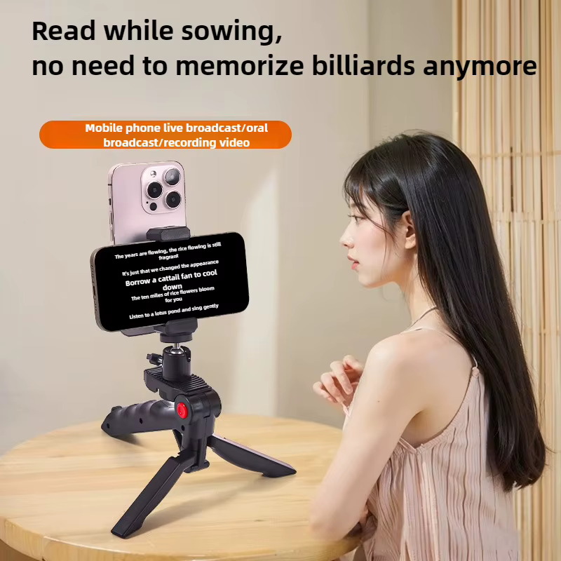 Support de téléprompteur pour téléphone, diffusion en direct, support de bureau portable, sous-titre vidéo, lecture vocale, trépied, accessoires