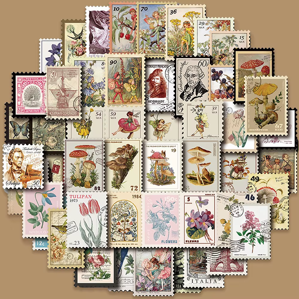 10/20/50 pièces tous différents timbres-poste Vintage autocollants Desc pour Scrapbooking et journal