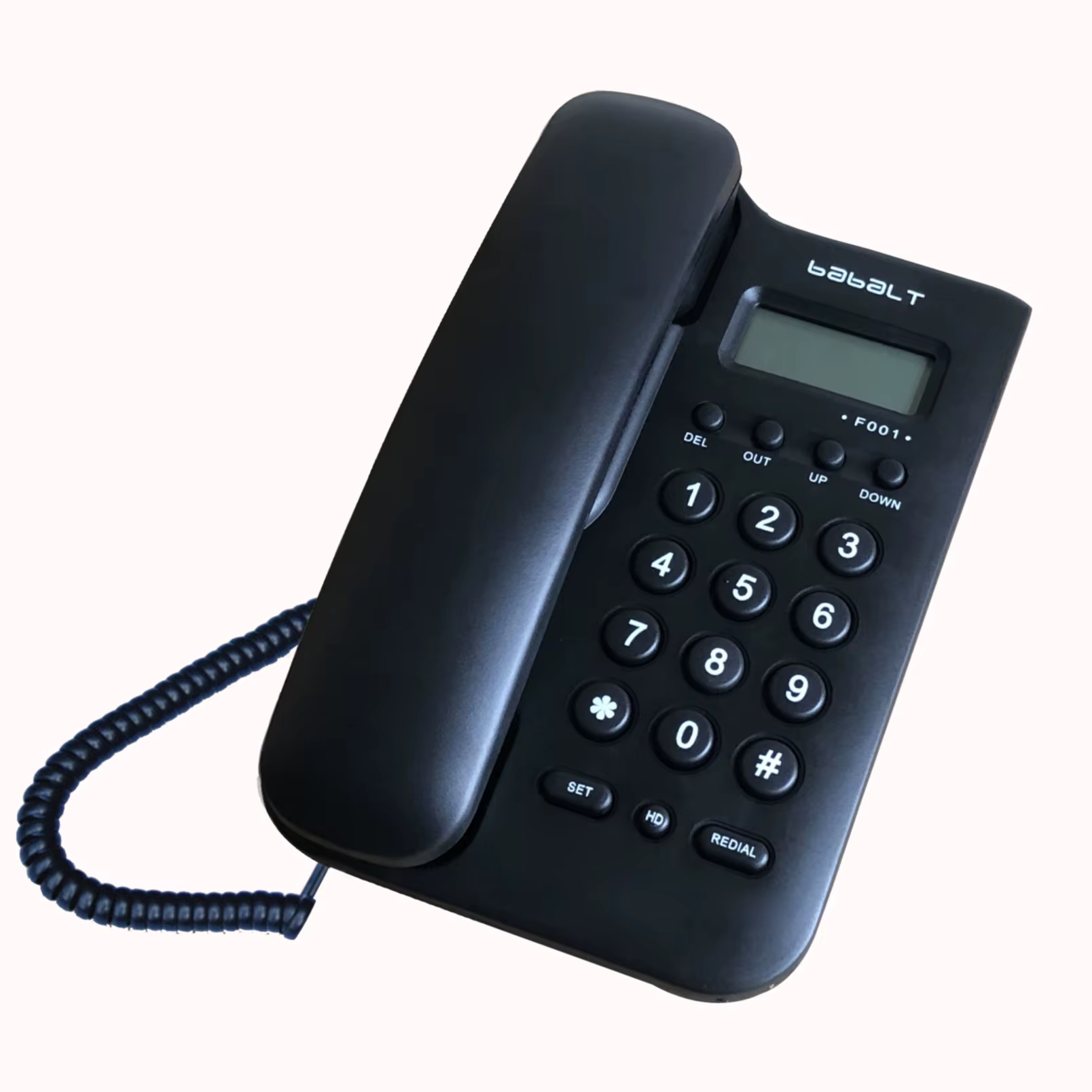 Téléphone filaire, téléphone d'identification de l'appelant noir, téléphone fixe analogique montable sur le bureau/mur de base pour la maison