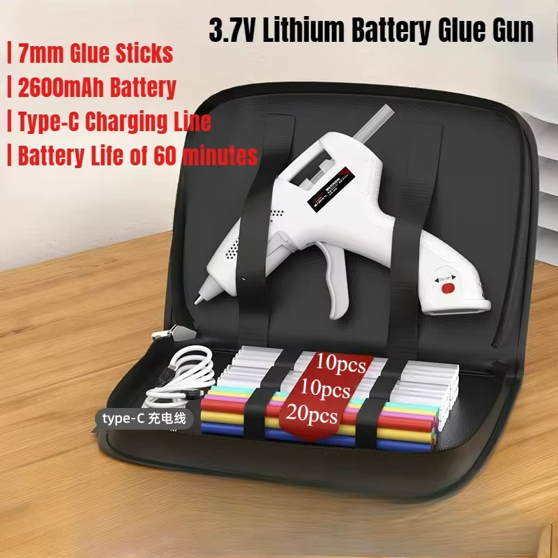 Pistolet à colle sans fil 7mm 3.7V, pistolet en Silicone chaud Rechargeable à chauffage rapide, utilisation 60 Min, charge de Type C, étanche, outils d'artisanat pour enfants