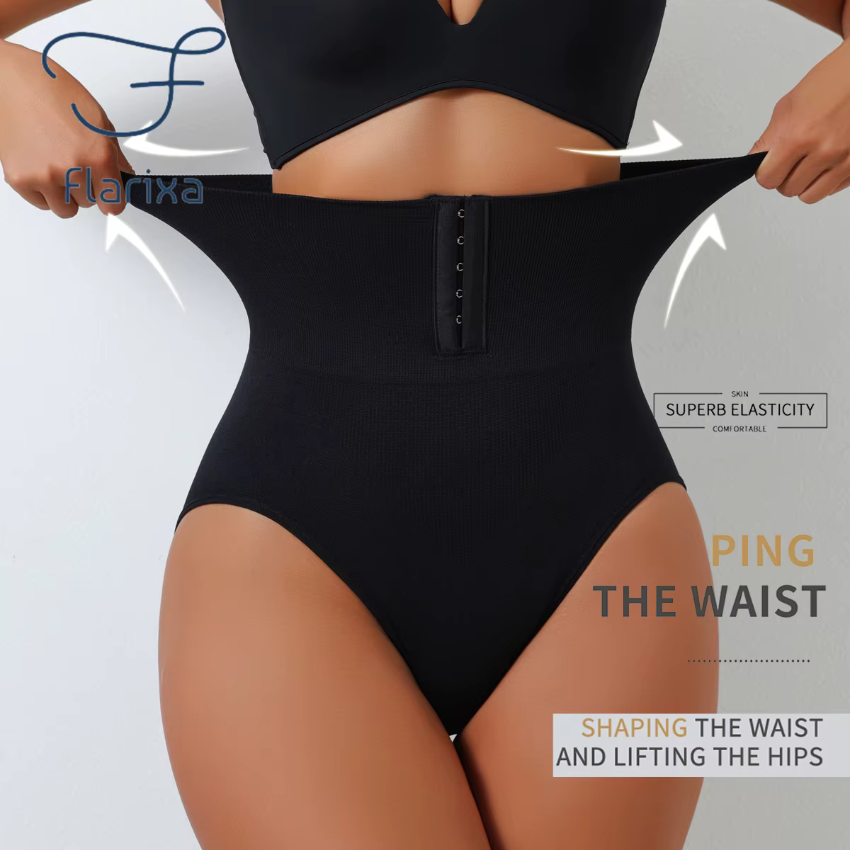 Flarixa taille haute sans couture culotte ventre plat façonnage slips femmes boutonnage