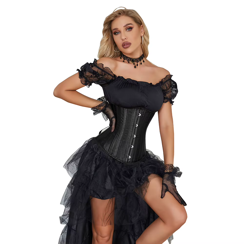 Minceur corps Shaper femme Sexy taille formateur sous le buste Corsets et Bustiers Satin acier désossé Cincher Corselet 9075