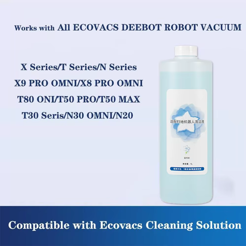 Solutions de nettoyage 1L pour aspirateur ECOVACS DEEBOT T30 Pro Omni \ T30S COMBO/T30S/X2 COMBO/X1 TURBO/X2/T20 /T10 OMNI, pièce de rechange