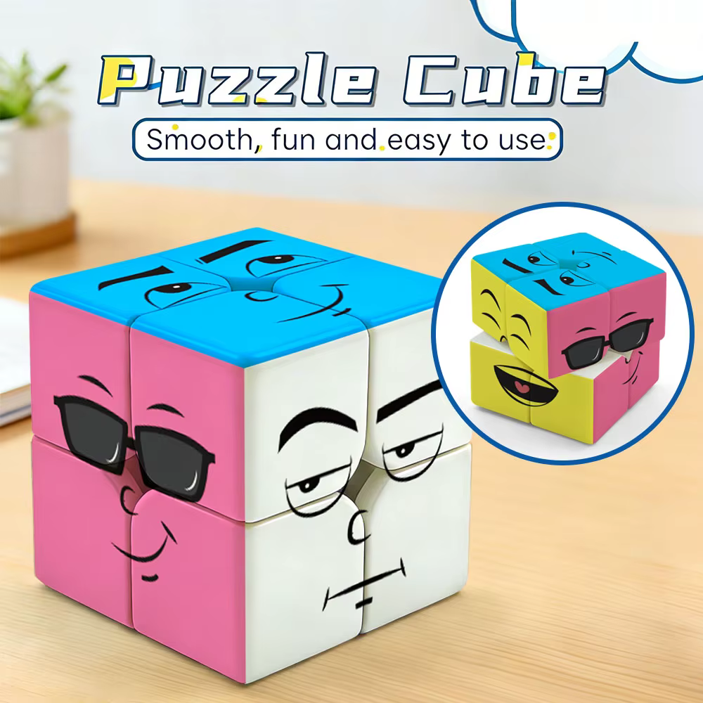 ZIINA STAR Emoji Cube Stickerless, cube de vitesse 2x2, cube de puzzle 3D adapté aux enfants et aux adultes, jouets éducatifs