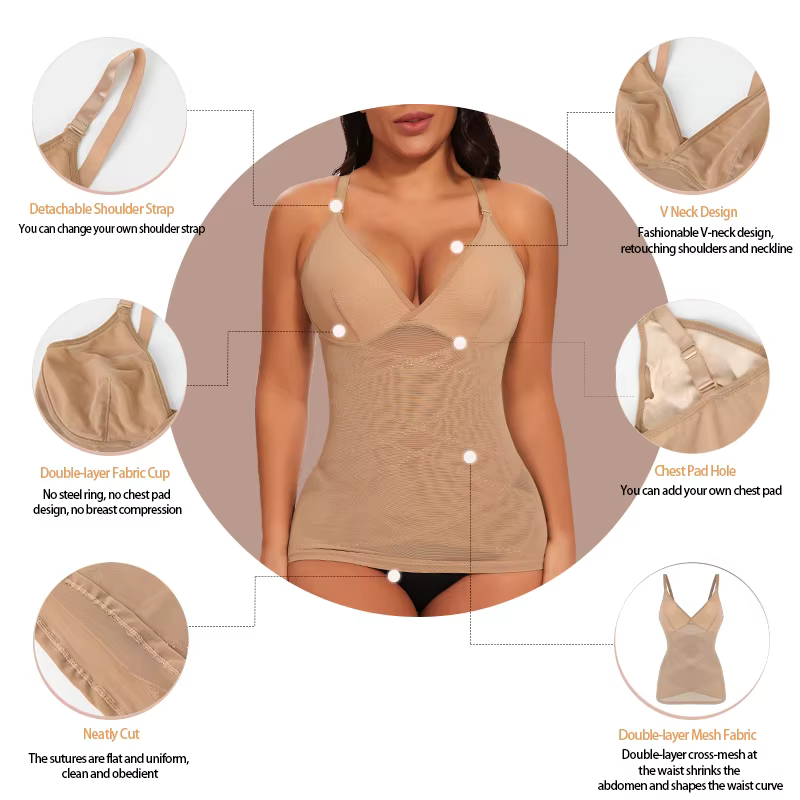 Body Shaper pour femmes contrôle du ventre Shapewear débardeurs de Compression haut caraco col en v Camisoles sans