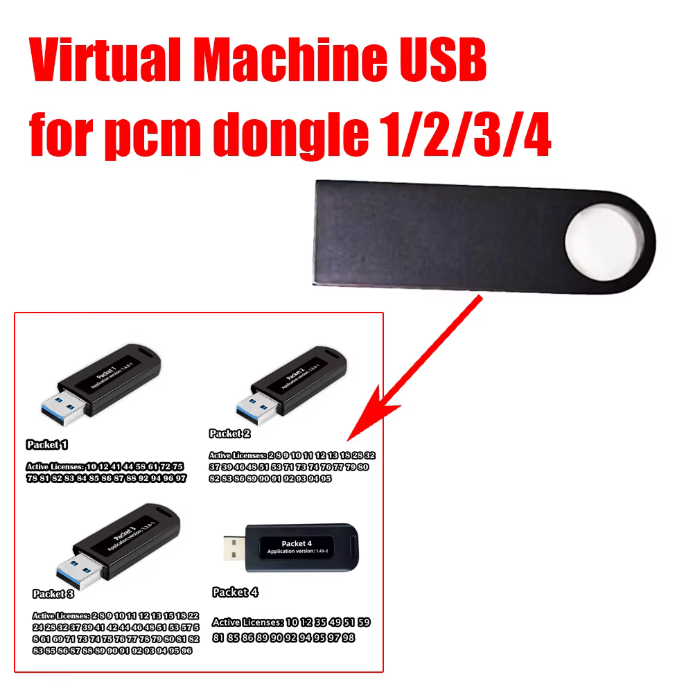 Logiciel virtuel USB pour dongle PCM 1/2/3/4, application de machine virtuelle, version V1.39 V1.40 V1.43, installation du système virtuel 