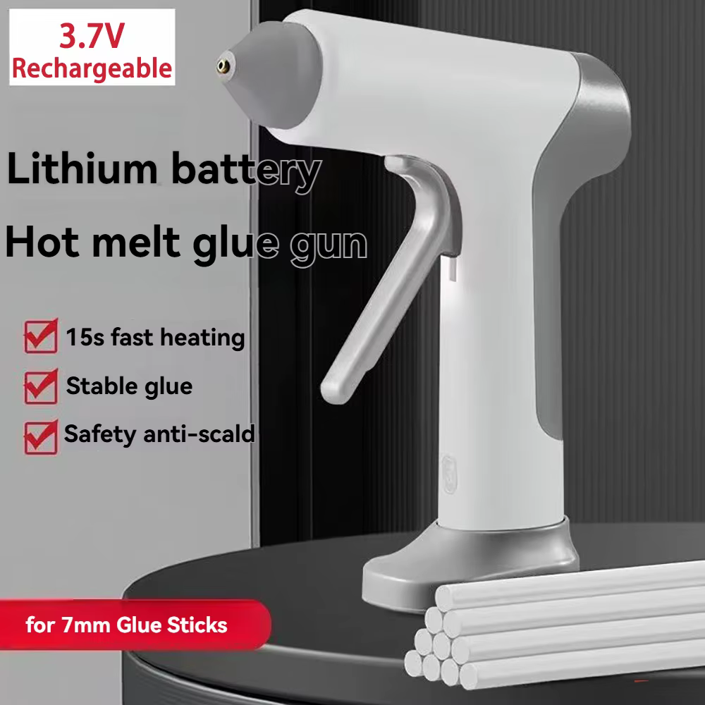 Pistolet à colle thermofusible sans fil pour l'école, 3.7V, 2000mAh, chargement USB, 15 secondes de démarrage, bâtons de colle de 7mm, poignée anti-fuite et résistante à la chaleur