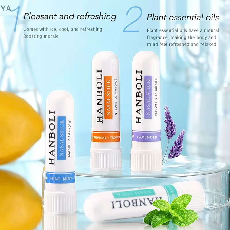 [YA] 4 bâtonnets nasaux qui stimulent la concentration, améliorent la respiration, offrent une sensation de fraîcheur, inhalateur d'aromathérapie, préviennent la somnolence au volant