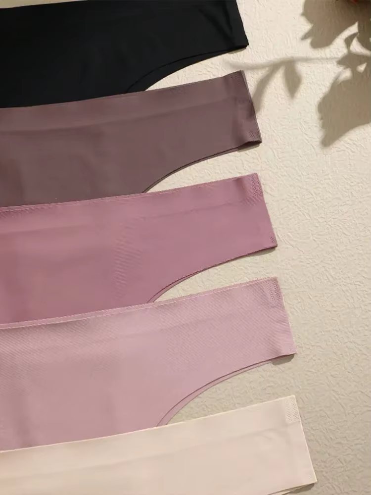 5 pièces Sexy sans couture culotte brésilienne pour femmes string femme taille basse couleur unie slips confortable