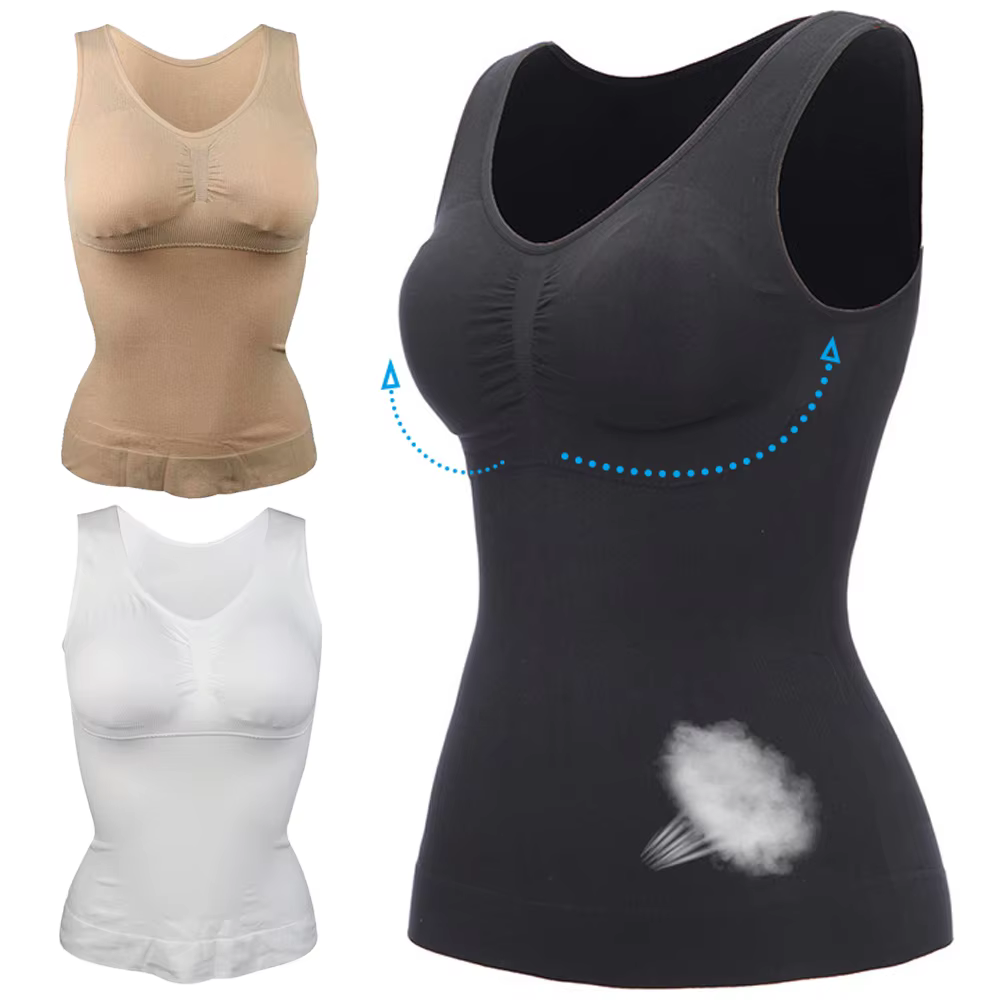 Femmes corps Shaper avec soutien-gorge intégré minceur débardeurs amovible rembourré sous-vêtements