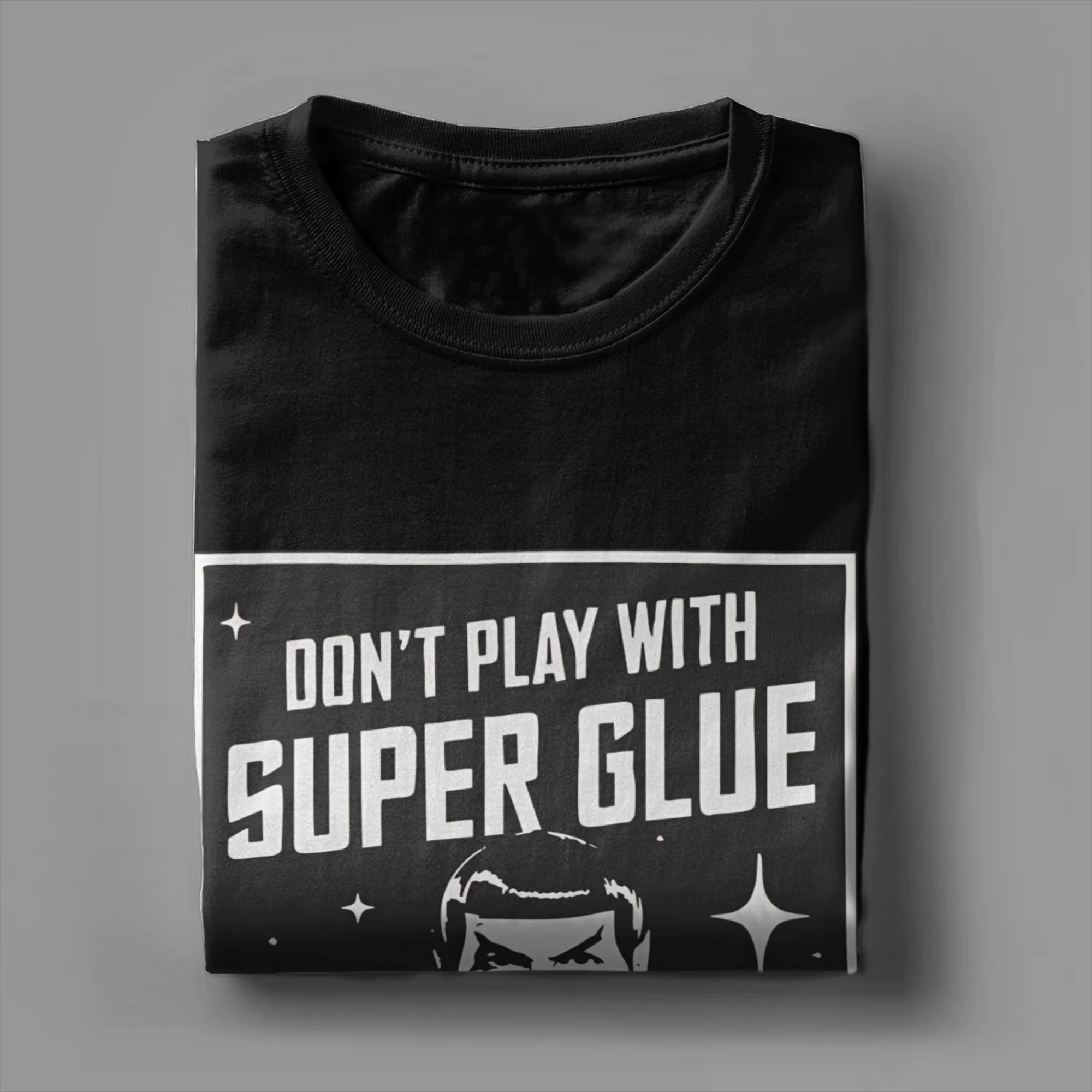 T-shirt pour hommes en coton 100% avec col rond, manches courtes, motif Super Glue Stars Treks, vêtements originaux