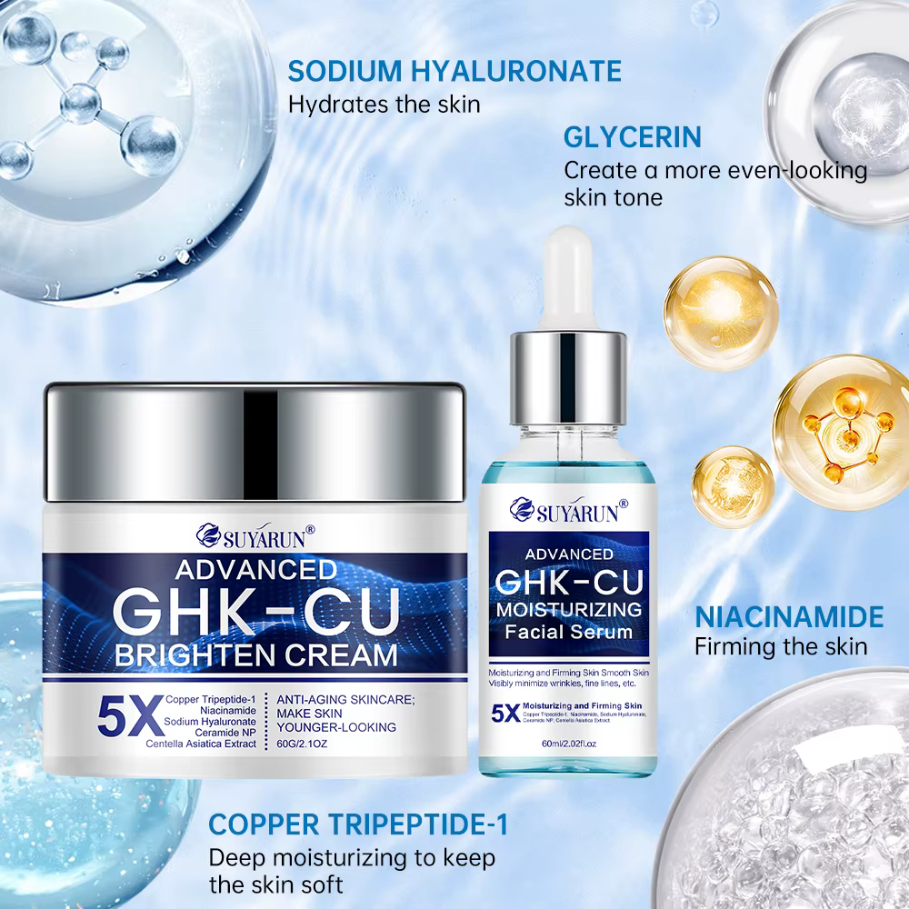 Crème et sérum SUYARUN GHK-CU - Hydratant facial anti-âge, raffermissant et hydratant pour tous les types de peau, adapté aux femmes.