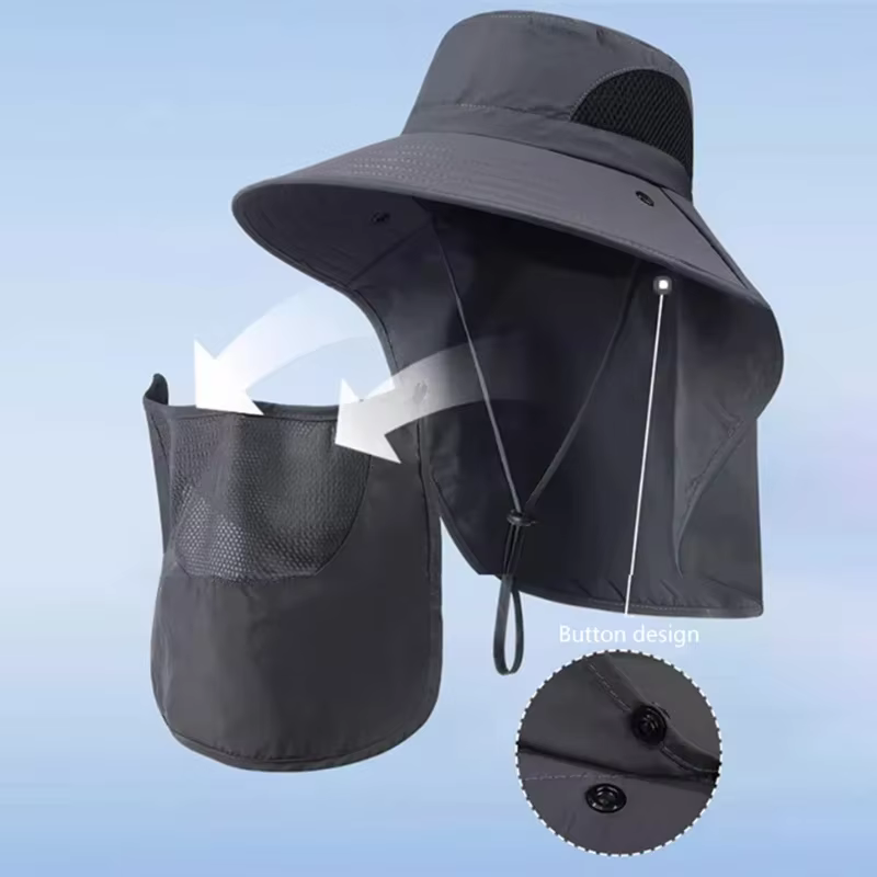 Chapeaux de soleil d'été Protection UV casquette de pêche de chasse en plein air pour hommes femmes randonnée Camping visière seau chapeau cou rabat chapeau de pêcheur