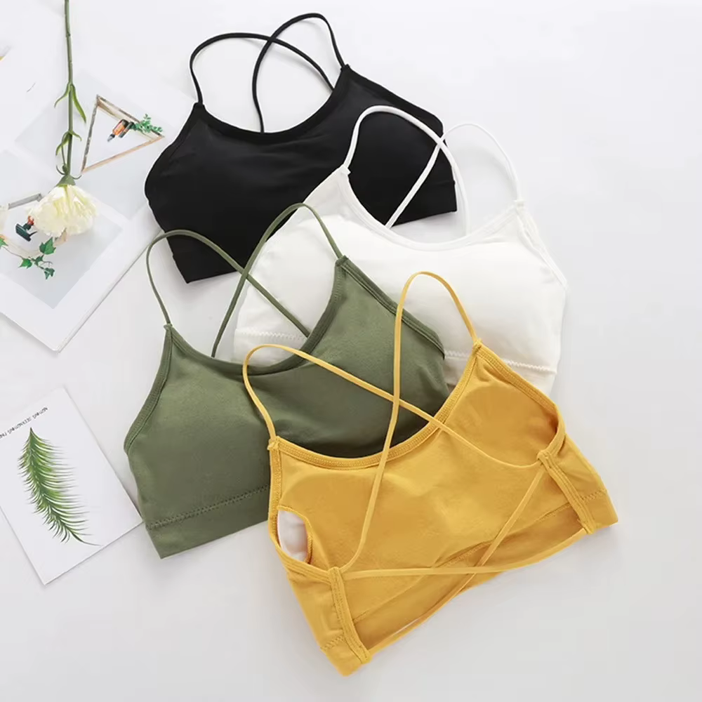 Soutien-gorge Push Up respirant à bretelles croisées pour femme