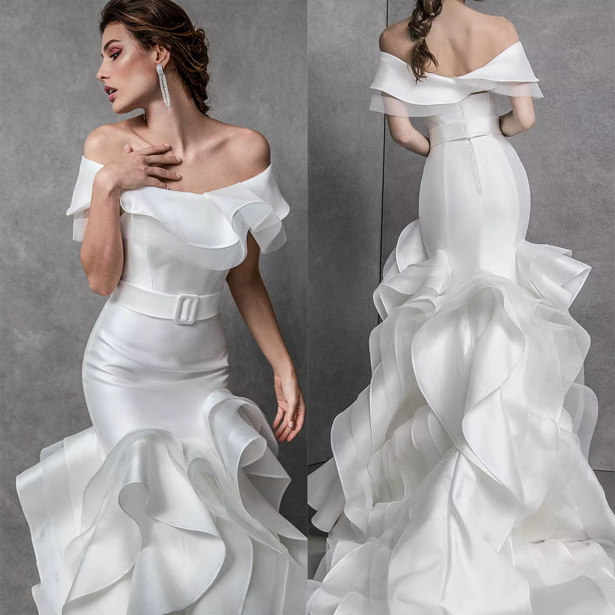 Robes de mariée modernes style fourreau avec volants, ceintures et en satin sans manches, grandes tailles, Vestidos De Novia, taille et couleur personnalisées
