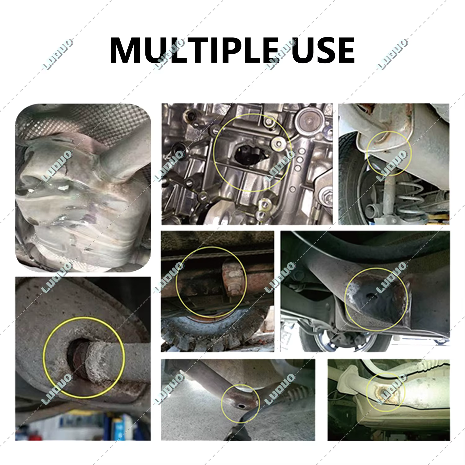 Colle de réparation pour tuyaux d'échappement de voiture et moto, adhésif haute température pour sceller et réparer les fuites des silencieux et des sorties d'échappement