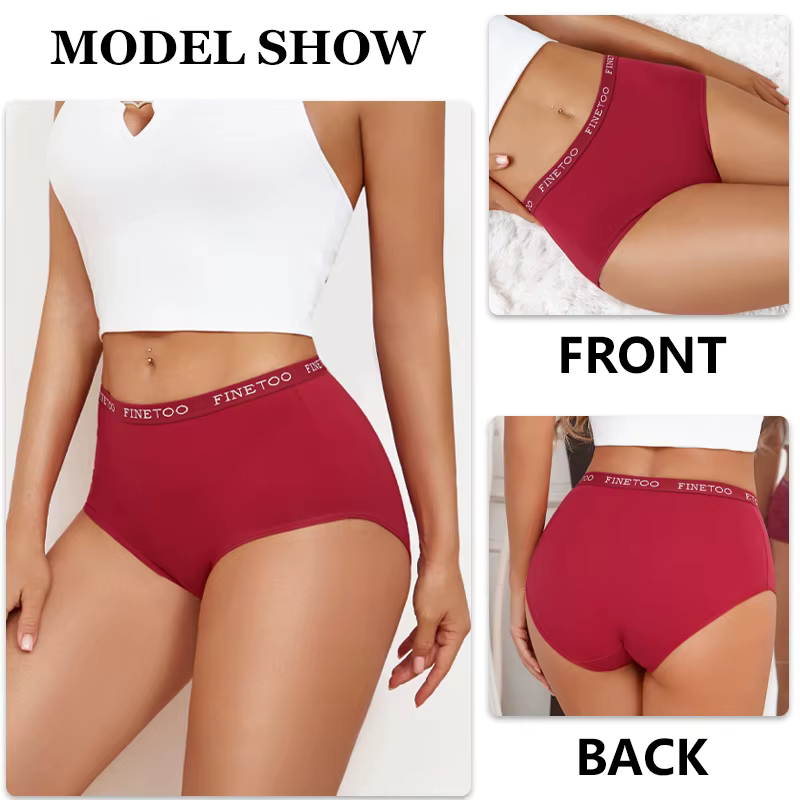 4 pièces S-XXL coton taille haute caleçons femmes sans couture