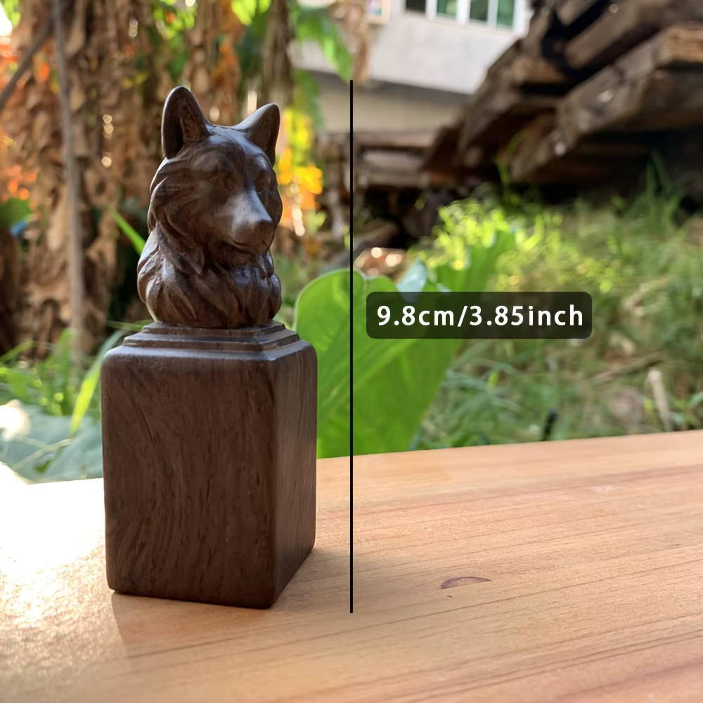 1 pièce, statue de totem de loup en bois sculptée à la main de 3,8 pouces, thème animal, style artistique, convient pour les décorations de fêtes, décorations de bureau, décoration intérieure, cheminé