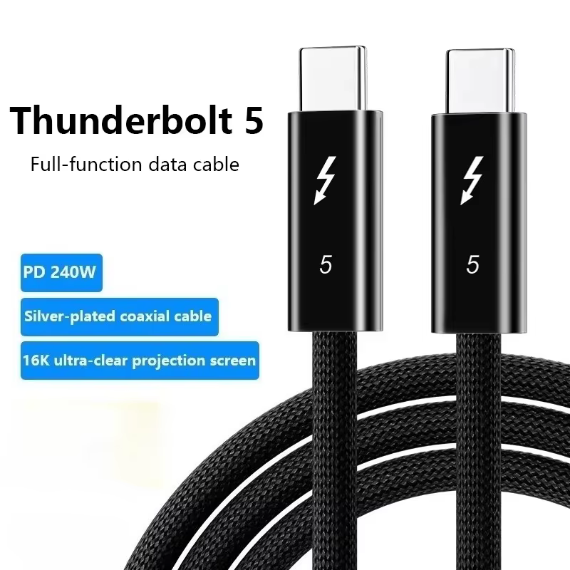 Câble de données Thunderbolt 5 80 Gbps 240 W 16K compatible avec Thunderbolt 4 USB4 Transmission complète Charge rapide Type-C