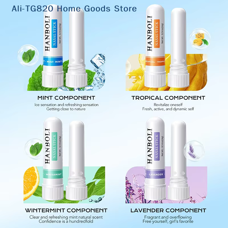 [TG820] 4 bâtonnets nasaux pour améliorer la concentration, favoriser la respiration, procurer une sensation de fraîcheur, inhalateur d'aromathérapie, prévenir la somnolence au volant