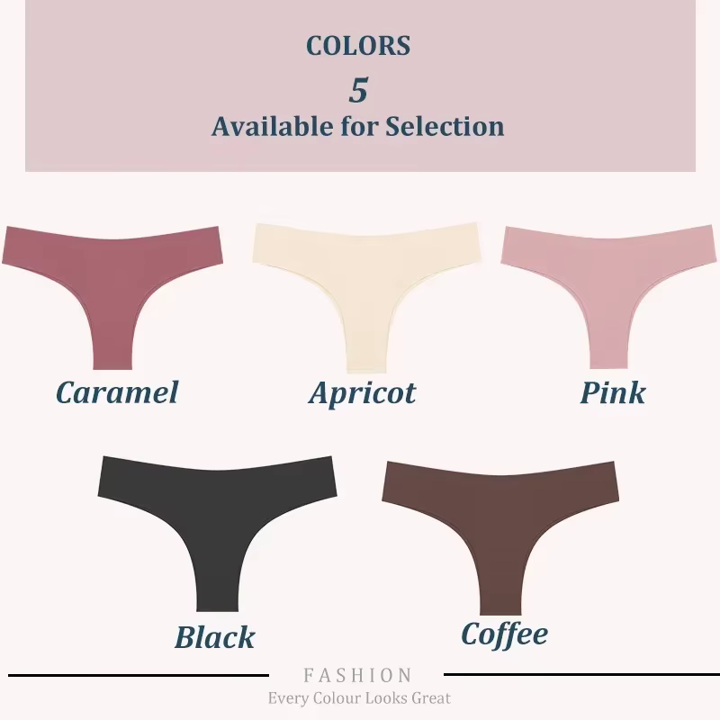 5 pièces Sexy sans couture culotte brésilienne pour femmes string femme taille basse couleur unie slips confortable