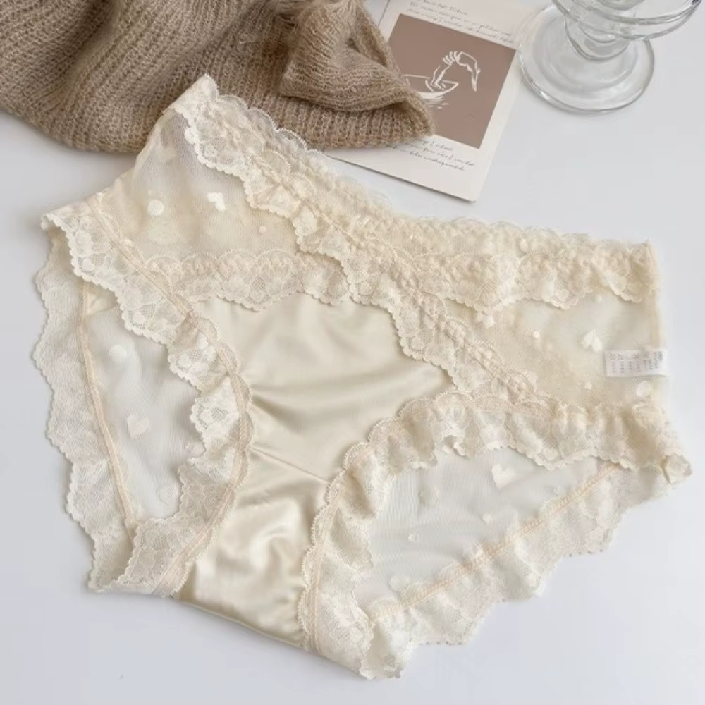 Culottes en satin de soie à fleurs en dentelle
