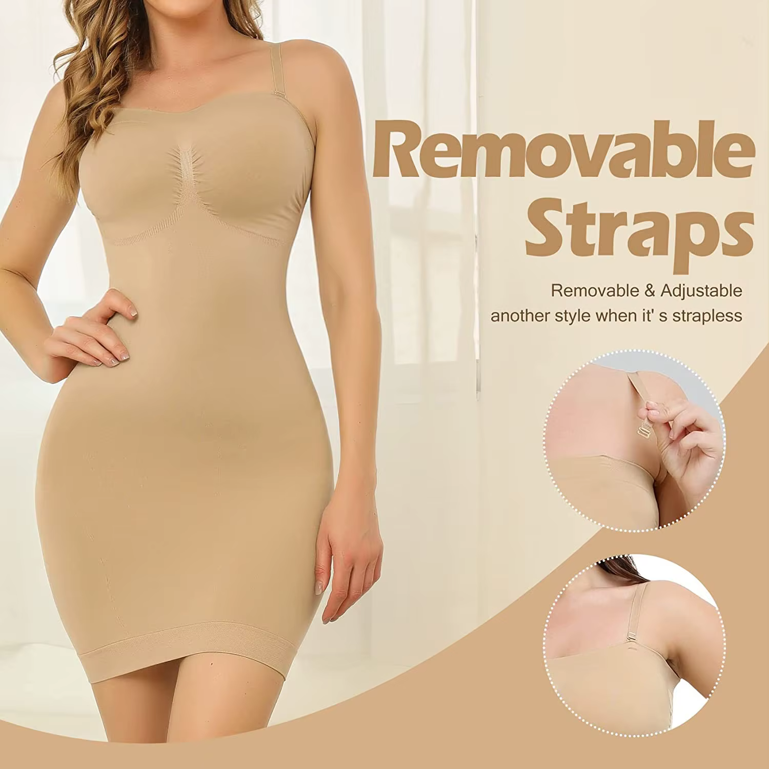 Sous-robe gainante sans bretelles pour femme