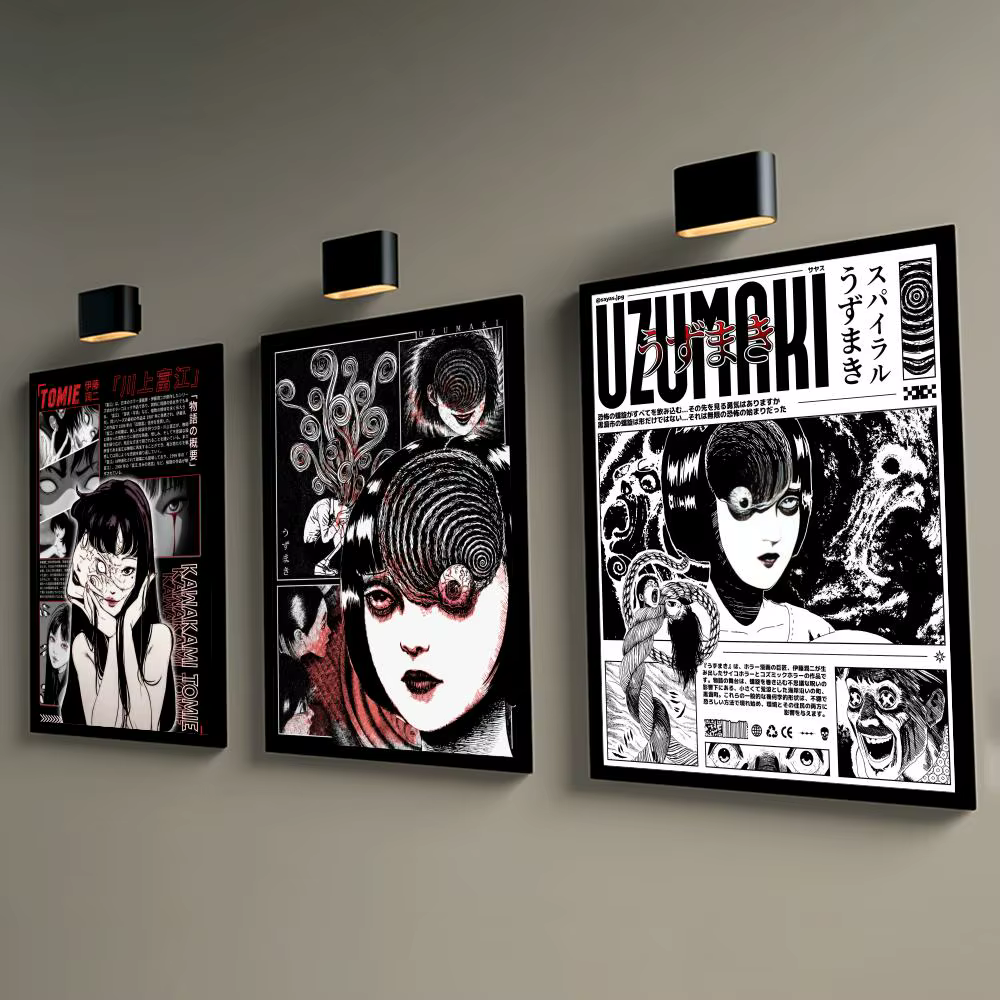 Affiche décorative murale Anime J-Junji I-Ito U-Uzumaki, autocollants d'art mural, impression Photo pour la décoration de la maison, du salon et du couloir