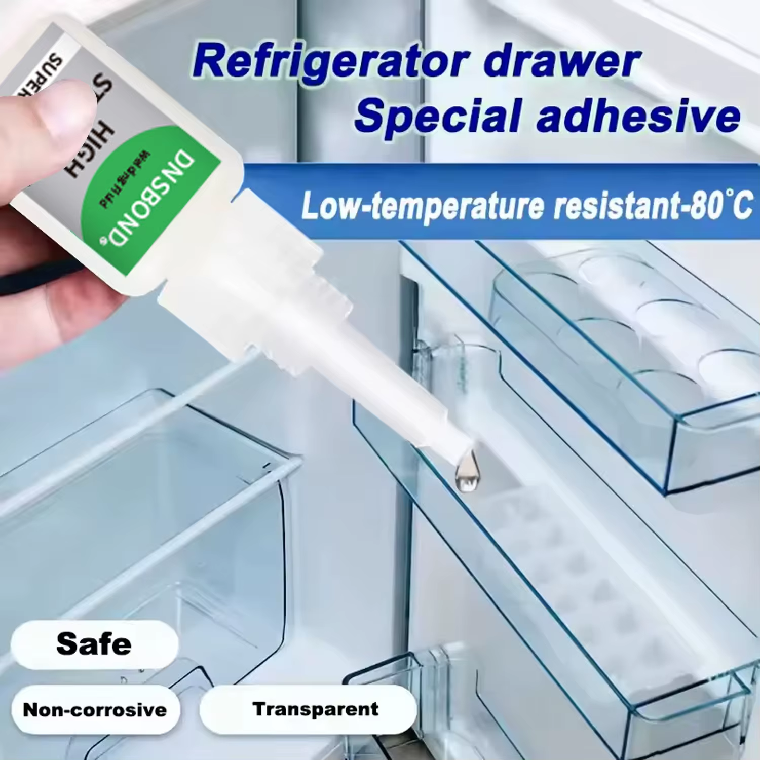 Colle spéciale 20g pour réfrigérateur, super colle plastique, colle pour joint de réfrigérateur, transparente, tolérance aux basses températures, antigel