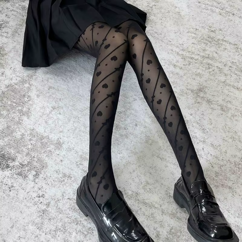 Collants noirs et blancs en soie pour femmes, Sexy et doux