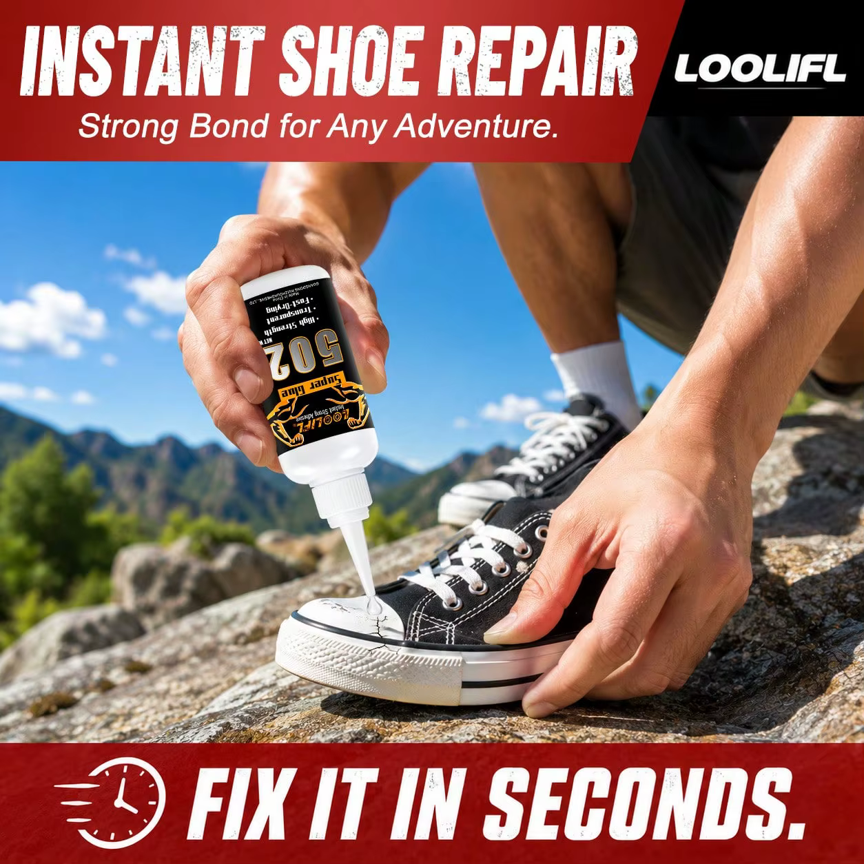 LOOLIFL 20g 502 Super Glue, adhésif instantané puissant, séchage rapide, transparent, pour plastique, métal, bois, céramique, bricolage, artisanat, réparation
