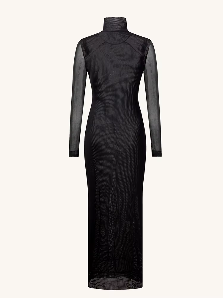 Robe fourreau sexy à manches longues imprimée, coupe ajustée, pour femme, style urbain, club, décontractée, quotidienne, col roulé, cool