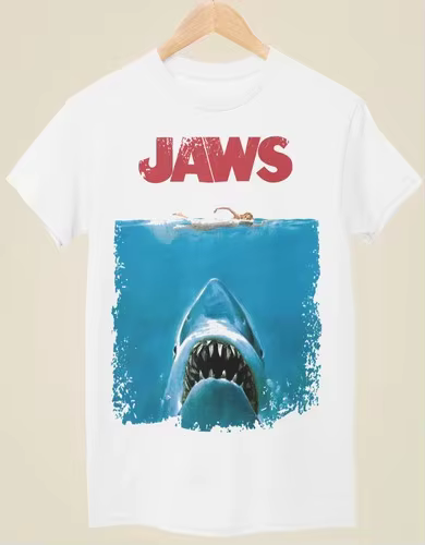 T-shirt noir neutre inspiré de l'affiche du film Jaws 2026, pour hommes et femmes, en pur coton, décontracté, mode streetwear, toutes saisons