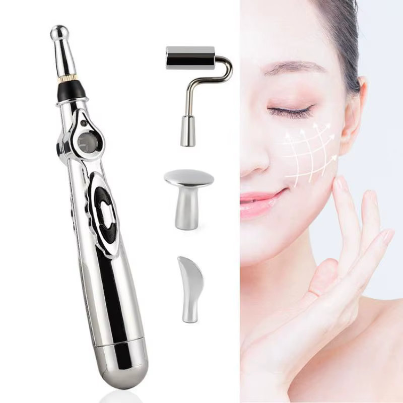 Stylo de Massage électrique à points d'acupuncture, 2/5 têtes, stylo de Massage énergétique méridien, thérapie de soulagement de la douleur, rouleau de beauté du dos, du cou et du visage