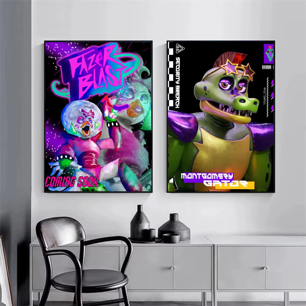 Affiche de jeu Five Nights At Freddy's, impressions d'art mural minimalistes modernes pour chambre à coucher, salon, décoration intérieure, cadeau