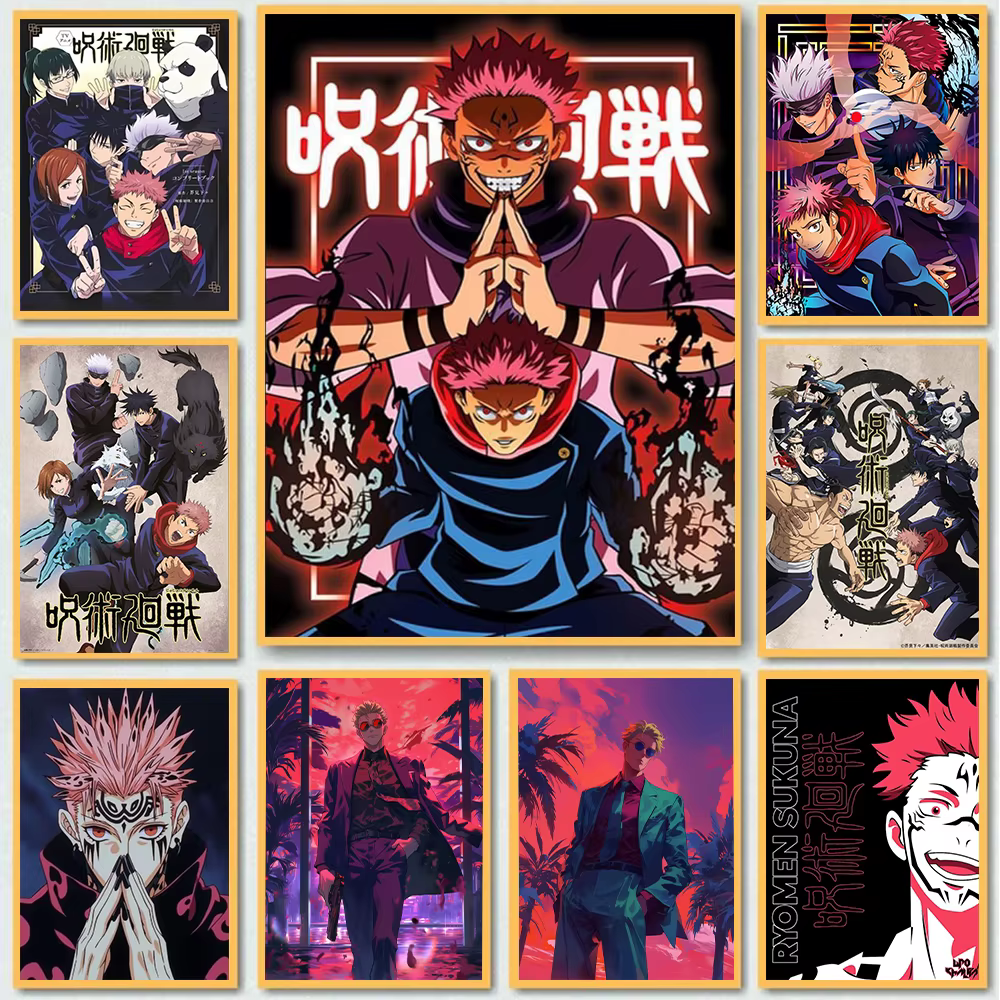 Affiche imprimée Jujutsu Kaisen, pour chambre à coucher, salon, décoration de maison, affiche de dessin animé japonais Yuji Itadori, peinture sur toile, cadeau d'art mural