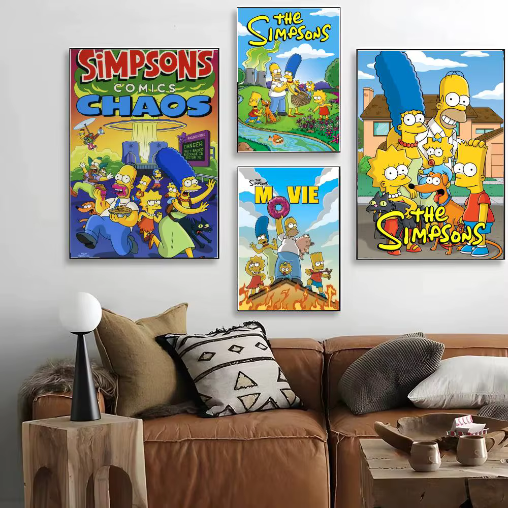 Affiche d'animation et de bande dessinée des Simpsons, art mural décoratif HD pour salon, chambre à coucher, café, décoration élégante pour la maison, cadeau