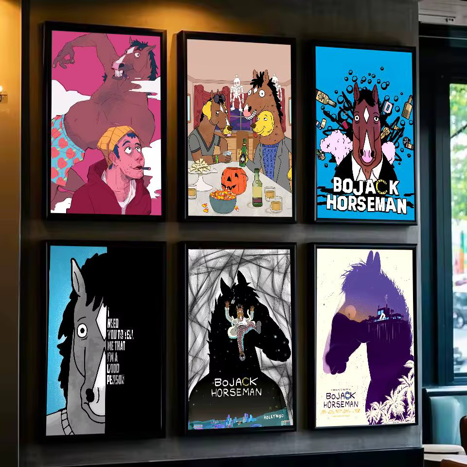 Affiche d'art drôle BoJack H-Horsemans avec imprimés, décoration de maison, chambre à coucher, salon, cadeau