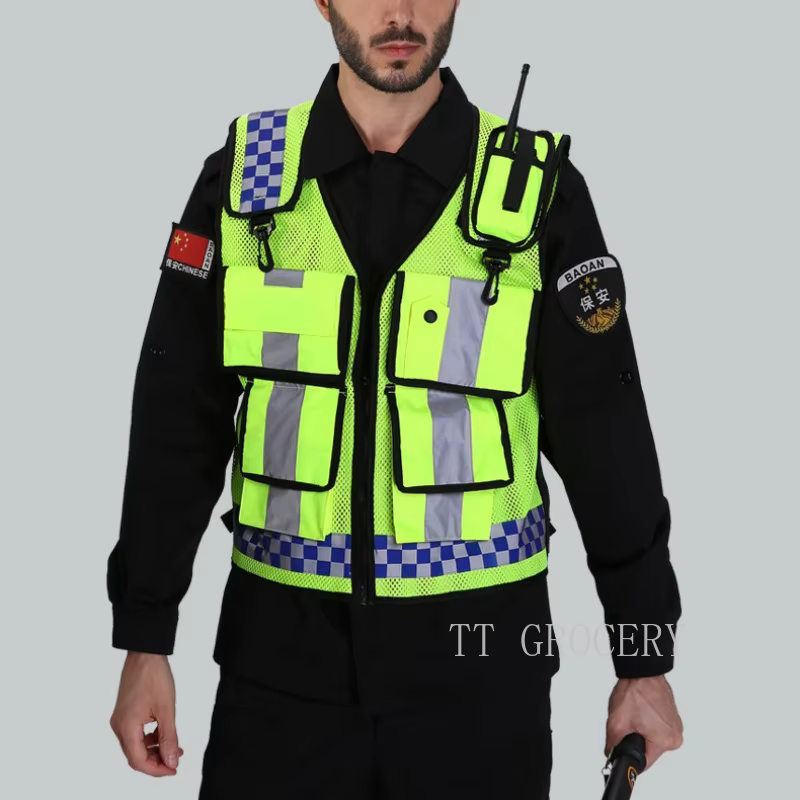 Veste fluorescente multi-poches, vêtements de sécurité, sécurité nocturne, trafic ferroviaire, mineurs de charbon, gilet uniforme respirant