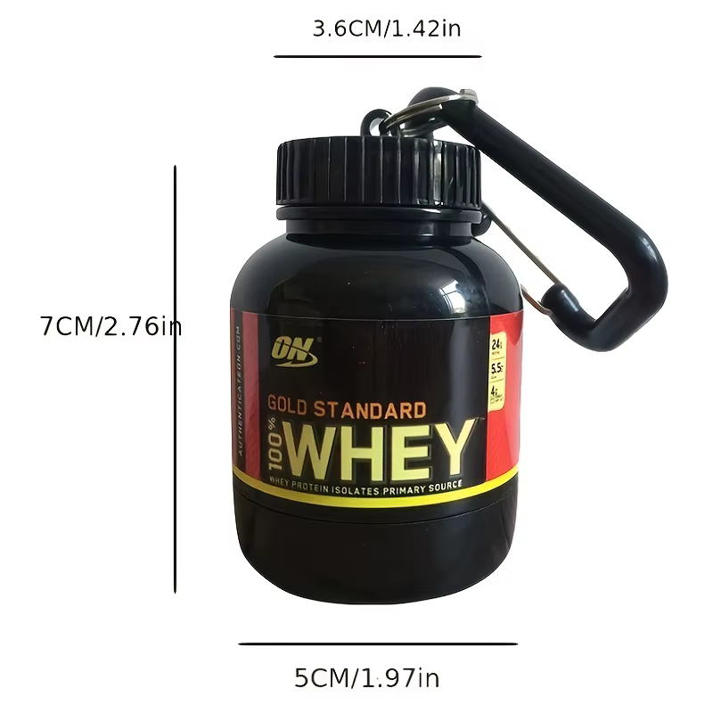 Mini récipient de protéines Portable de 100ML, bouteille de poudre avec porte-clés de lactosérum, entonnoir de santé, boîte à médicaments, petite tasse d'eau