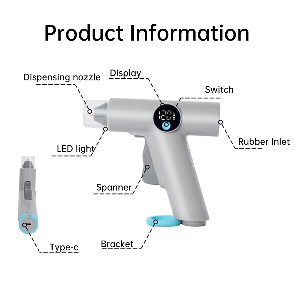 Pistolet à colle thermofusible sans fil 25W, avec lumière LED et support, batterie 2500mAh, charge rapide USB-C, conception Anti-brûlure à chauffage rapide