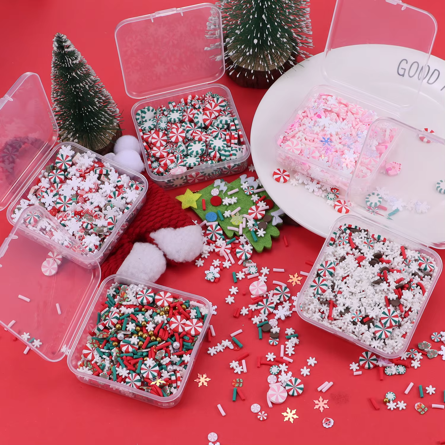 Tranches d'argile polymère de noël 40g, remplissage en résine époxy, mignon flocon de neige, matériaux Slime de vacances, bricolage artisanat fournitures de manucure