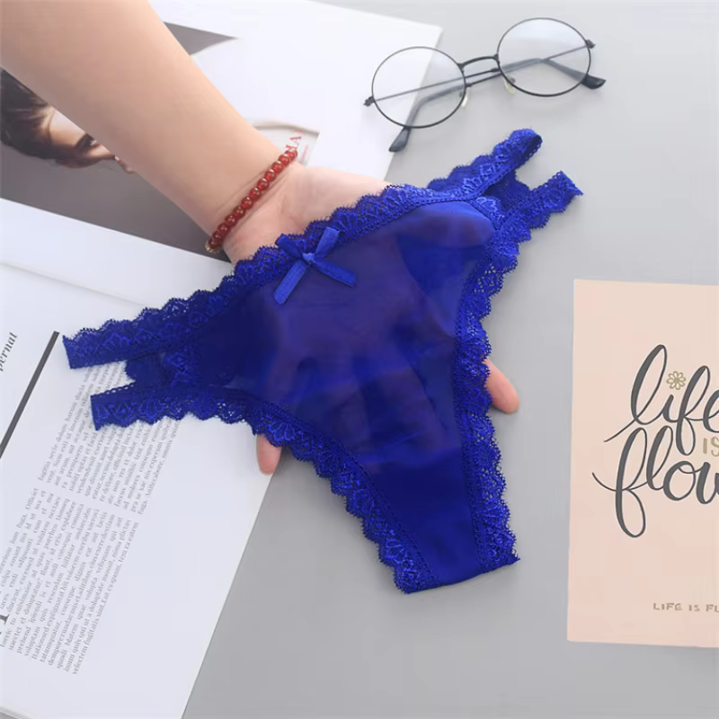 Culotte fine d'été Sexy ajourée en dentelle pour femmes, sous-vêtements sans couture, taille basse, Lingerie, string, respirant, confortable, slip pour dames