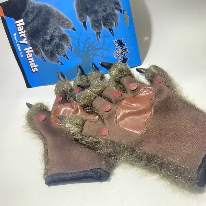 Gants de loup-garou avec mains poilues, accessoires de performance sur scène, vêtements de maquillage, décoration d'Halloween, cosplay