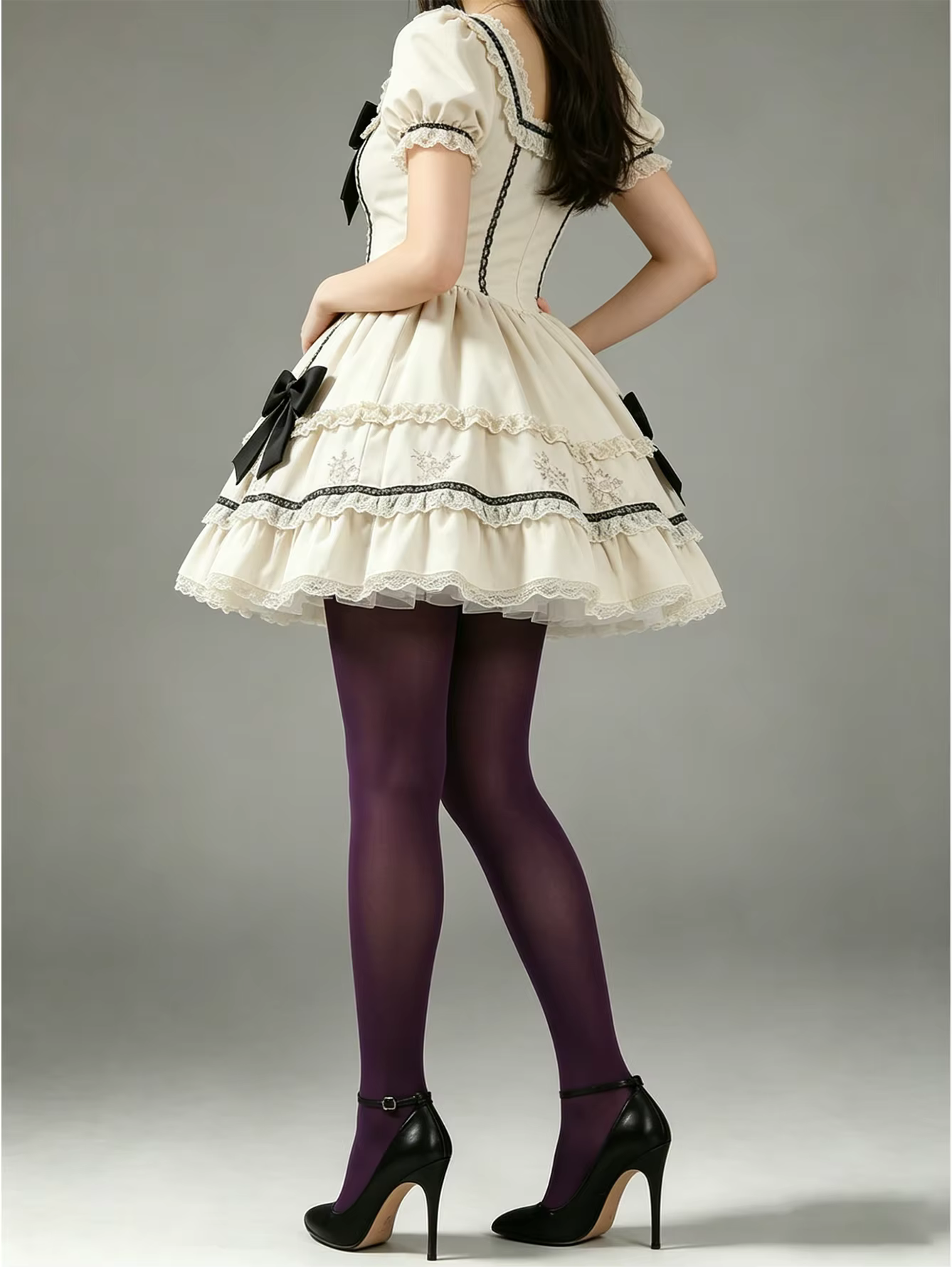 1 paire de collants opaques violet foncé pour femmes