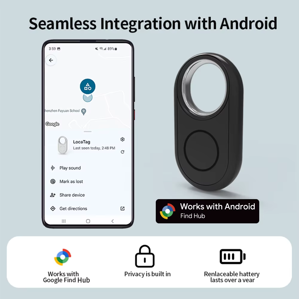 Traceur de localisation pour Pixel Xiaomi Android GMS compatible avec Google Find Hub, localisateur, recherche mondiale, réseau anti-perte, balise intelligente